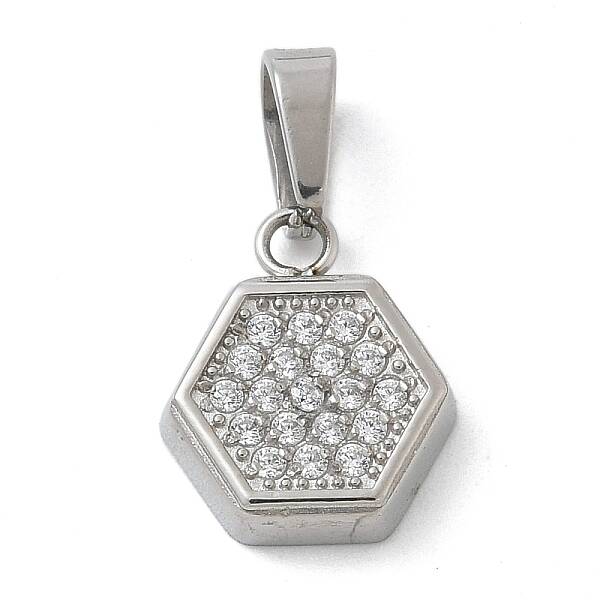 Ion Plating(IP) 304 Stainless Steel Micro Pave Cubic Zirconia Pendants