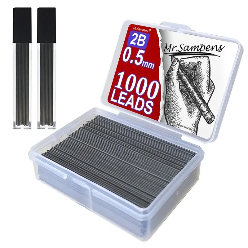 0.7mm/0.5mm 2B Automatic Pencil Lead, 1 Set Large Capacity Pencil Lead with Storage Box Set, School Painting Writing Automati...