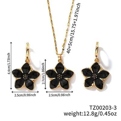 Rustic Style Brass Enamel Flower Jewelry Set