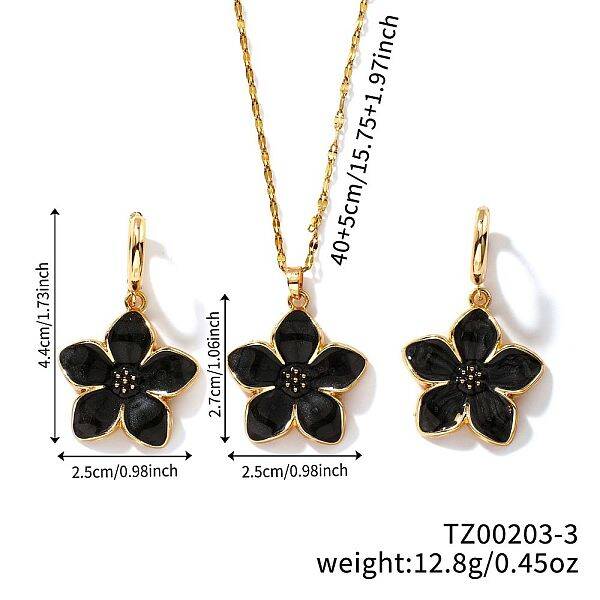 Rustic Style Brass Enamel Flower Jewelry Set