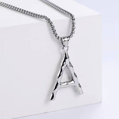 3Pcs Stainless Steel Textured Letter Pendants