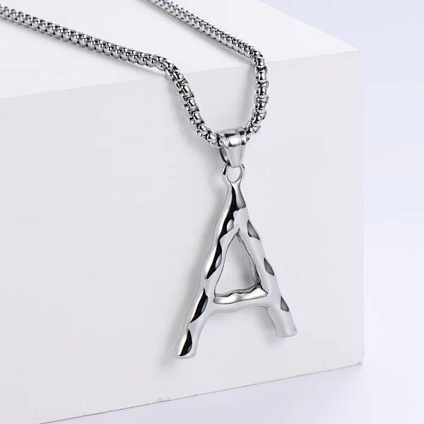 3Pcs Stainless Steel Textured Letter Pendants