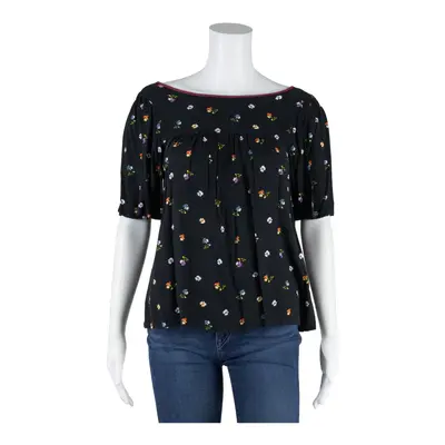 JACK WILLS Top Black Floral Short Sleeve Womens UK 8