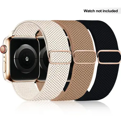 Stretchy Solo Loop Band for Apple Watch Band For Women Men, Water-resistant Sports Strap, Adjustable Sport Elastic Nylon Stra...