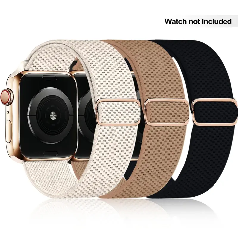 Stretchy Solo Loop Band for Apple Watch Band For Women Men, Water-resistant Sports Strap, Adjustable Sport Elastic Nylon Stra...