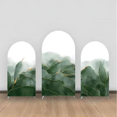 Classic White Green Golden Marble Arch Backdrop Kit - Aperturee