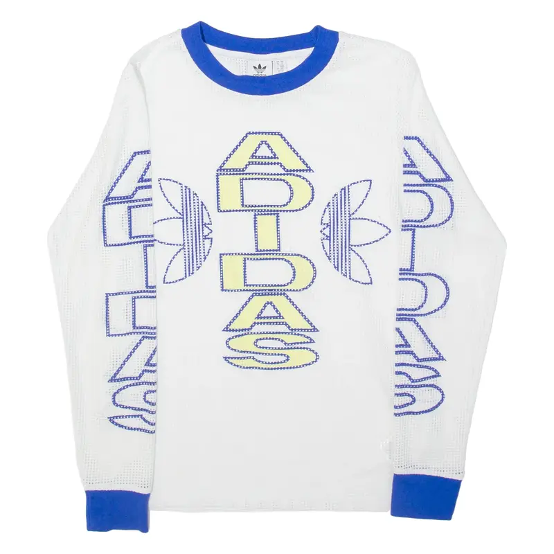 ADIDAS See Through Womens T-Shirt White Long Sleeve Crew Neck UK 10