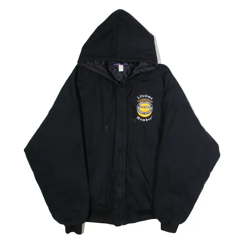 ASW JACKETS OOIDA Lifetime Member Mens Workwear Jacket Black Canvas 90s USA L