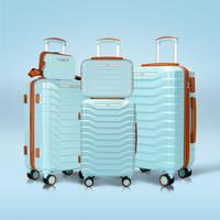 UUH Travel Luggage Set – Stylish Wave Design, Spinner Wheels, Durable ABS shell with Waterproof Layer, TSA Approved,Side Ho...