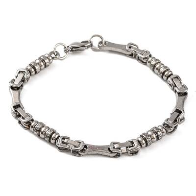 Tarnish Resistant 201 Stainless Steel Rondelle Byzantine Chain Bracelets