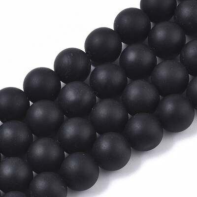 Natural Black Stone Bead Strands