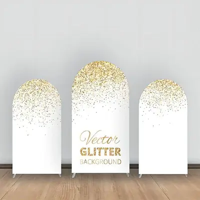 White Gold Vector Glitter Party Arch Backdrop Kit - Aperturee