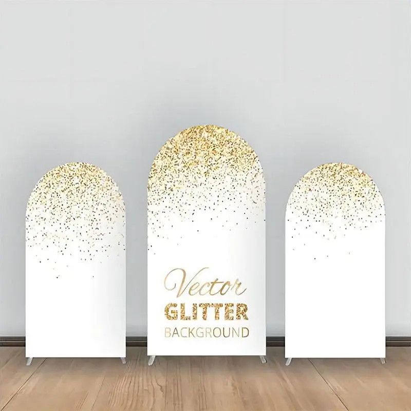 White Gold Vector Glitter Party Arch Backdrop Kit - Aperturee