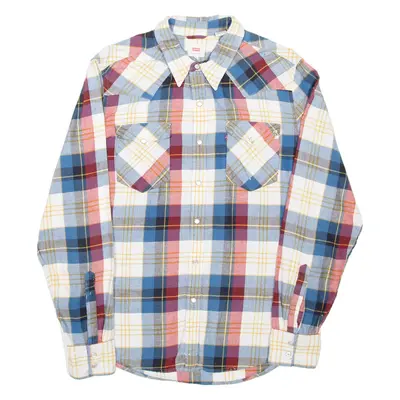 LEVI'S Mens Flannel Shirt Blue Check Long Sleeve M
