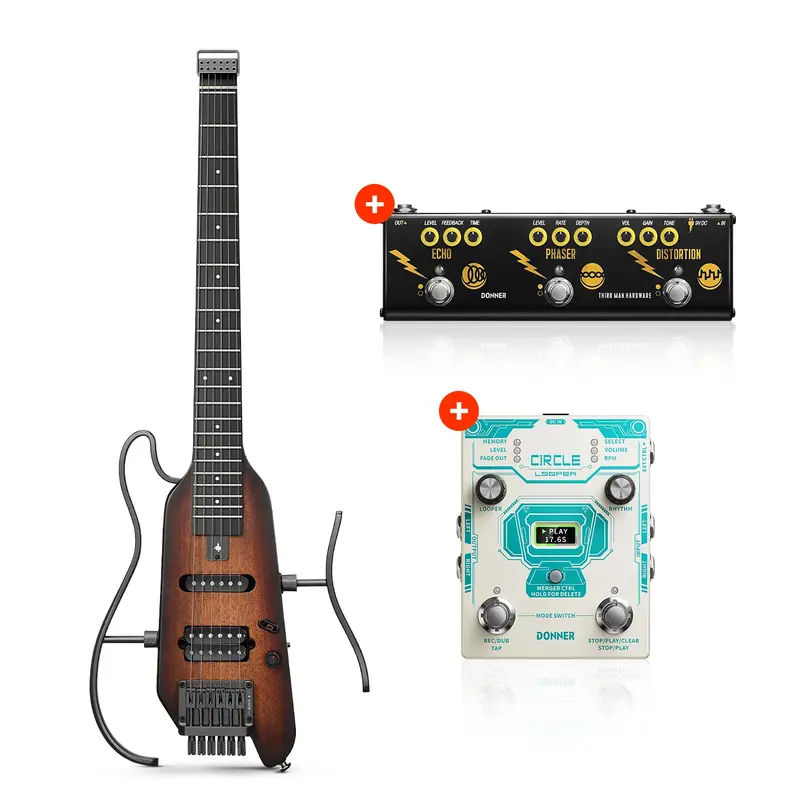【OPENBOX 】Donner HUSH X Electric Guitar - Sunburst / Guitar+ Two Pedals
