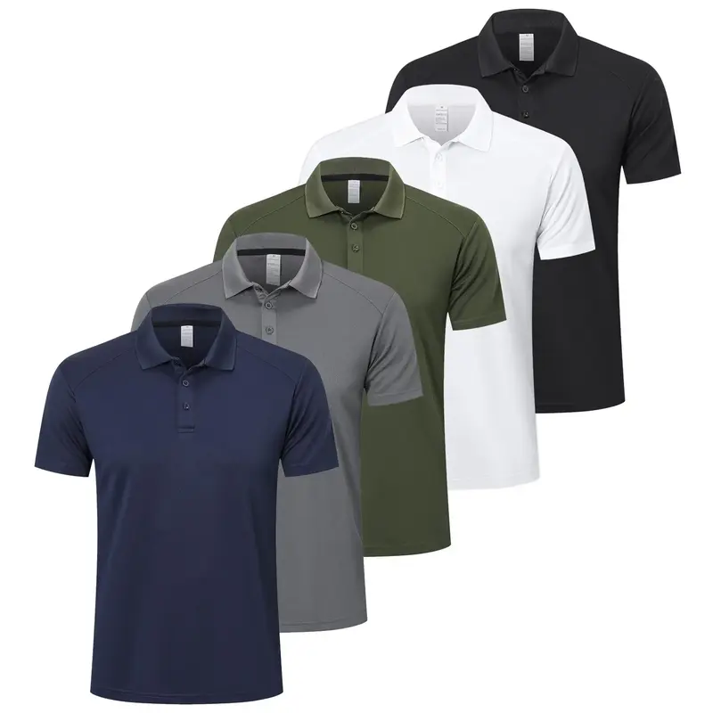 【Purchase one size larger】Men's Moisture Wicking Shortsleeve Polo Shirt High-Performance Quick Drying Breathable Beige Cl...