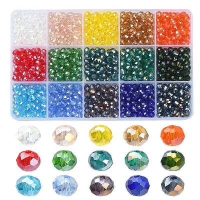 1200Pcs 15 Colors Electroplate Glass Beads Strands
