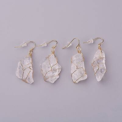 Natural Quartz Crystal Dangle Earrings