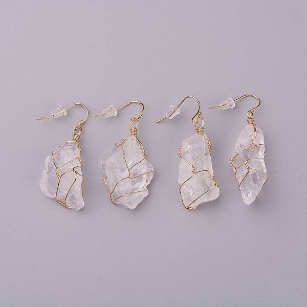Natural Quartz Crystal Dangle Earrings