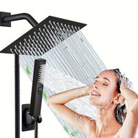 6/8High Pressure Square RainShower Head and 2-in-1 HandShower.Equipped with 78Hose, 3Way Diverter Valve,Adhesive ShowerHe...