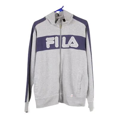 Fila Spellout Zip Up - Medium Grey Cotton