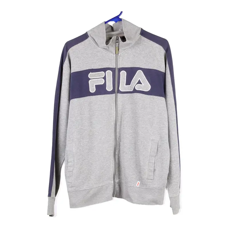 Fila Spellout Zip Up - Medium Grey Cotton