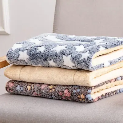 Star & Paw Print Pet Mat, Soft Plush Pet Bed for Dog & Cat, Cute Plush Pet Mat, Pet Supplies for Indoor Outdoor Use (It is Re...