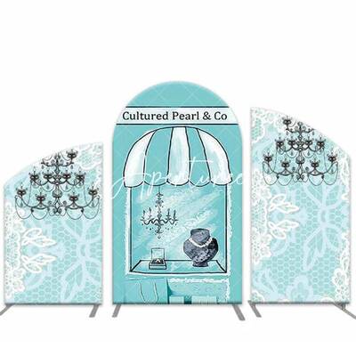 Aperturee White Lace Pearl Shop Blue Birthday Arch Backdrop Kit | Diy Chiara Backdrop Cover | Custom Chiara Arched Covers | D...