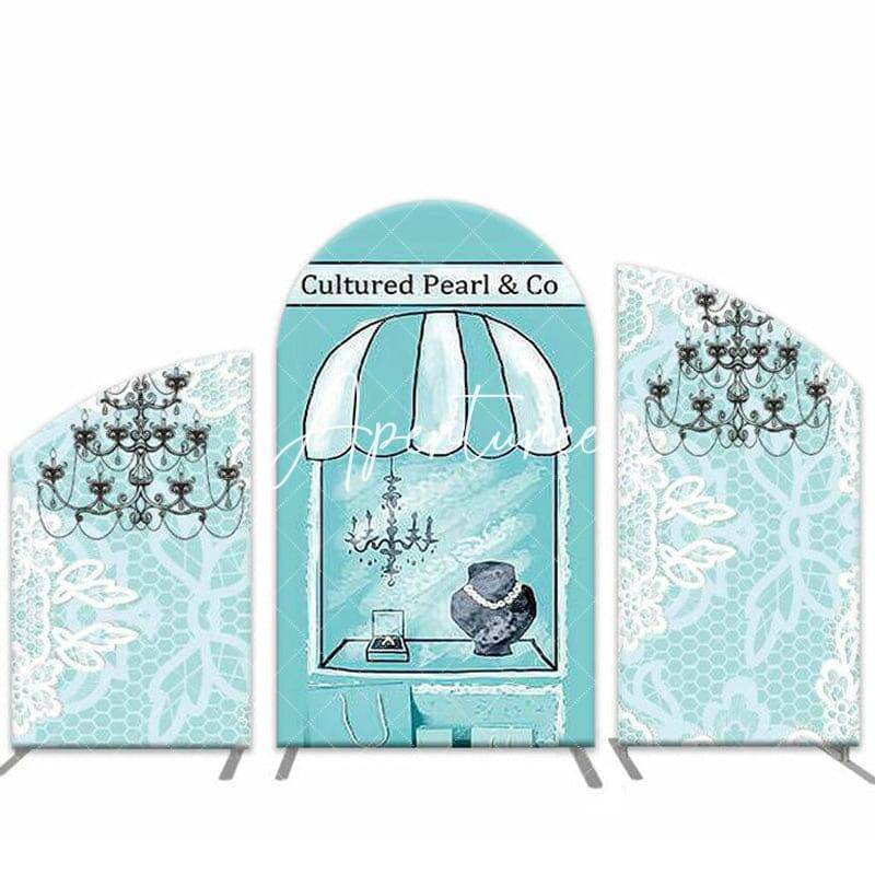 Aperturee White Lace Pearl Shop Blue Birthday Arch Backdrop Kit | Diy Chiara Backdrop Cover | Custom Chiara Arched Covers | D...