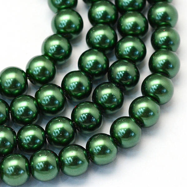 Baking Painted Pearlized Glass Pearl Round Bead Strands
