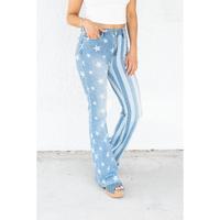 Judy Blue Born In The USA Bleach Flare Jeans