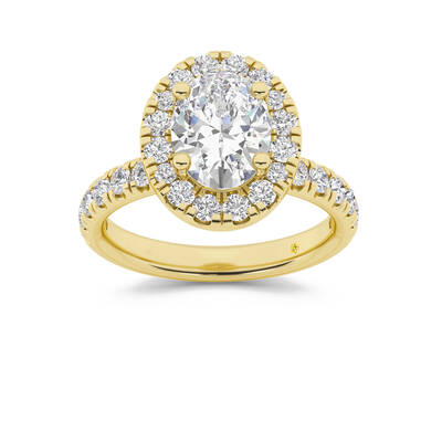 Eldra Pavé Set Oval Lab Created Halo Diamond Engagement Ring | 18K Yellow Gold 3 1/2 CT. TW.