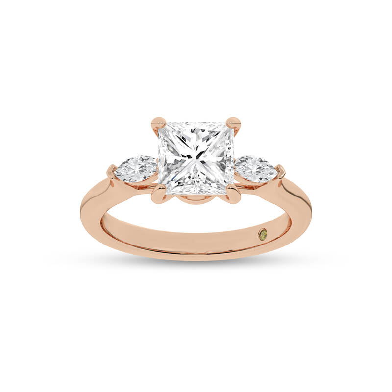 Maui Three Stone Princess Cut Lab Grown Diamond Engagement Ring | 14K Rose Gold 2 1/4 CT. TW.