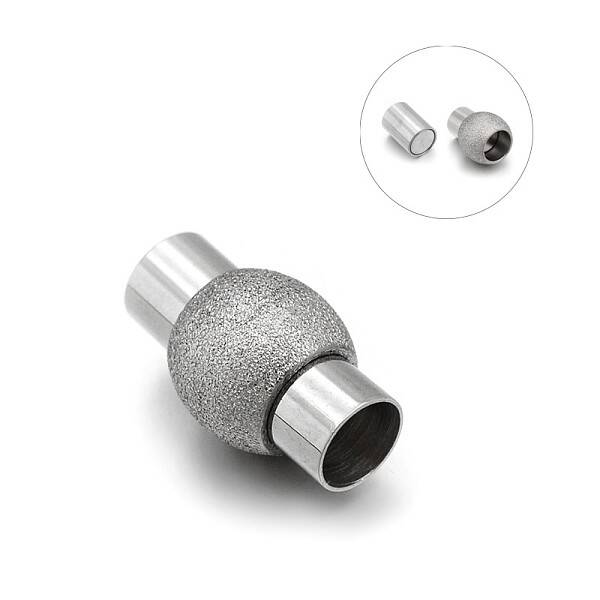 Tarnish Resistant 304 Stainless Steel Textured Magnetic Clasps with Glue-in Ends