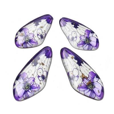 4Pcs Transparent Epoxy Resin Butterfly Wings Pendants