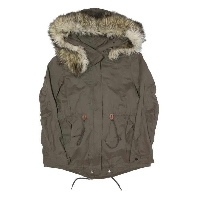 ZARA Khaki Parka Coat Green Womens M