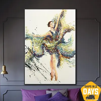 Large Original Oil Abstract Ballerina Painting Dancer Painting Colorful Paintings On Canvas Modern Painting Fine Art | DEBUTA...