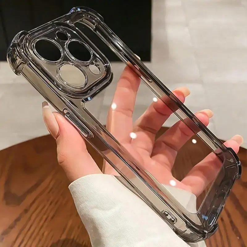 Clear Four Corners Anti-drop Phone Case, 1 Count Premium Shock-proof Phone Cases For iPhone Series, Simple Fashion Phone Prot...