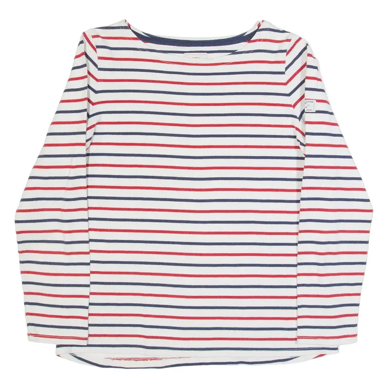 JOULES Womens Patterned Jumper White Striped Tight Knit UK 12
