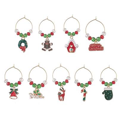 Christmas Theme Alloy Enamel Wine Glass Charms