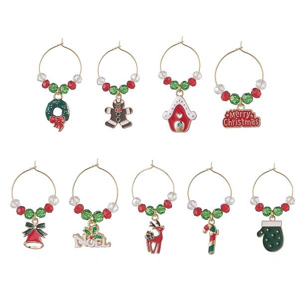 Christmas Theme Alloy Enamel Wine Glass Charms