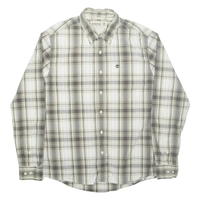 TIMBERLAND Mens Shirt Grey Check Long Sleeve L