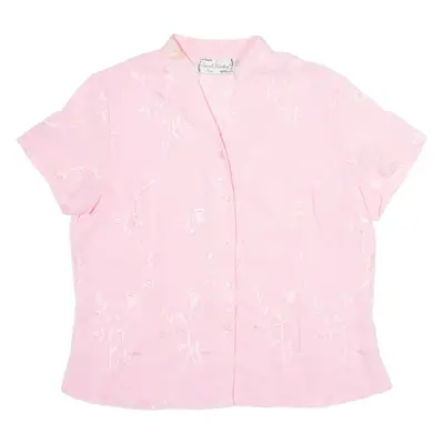 SARAH BENTLEY Petite Womens Blouse Pink V-Neck Floral M