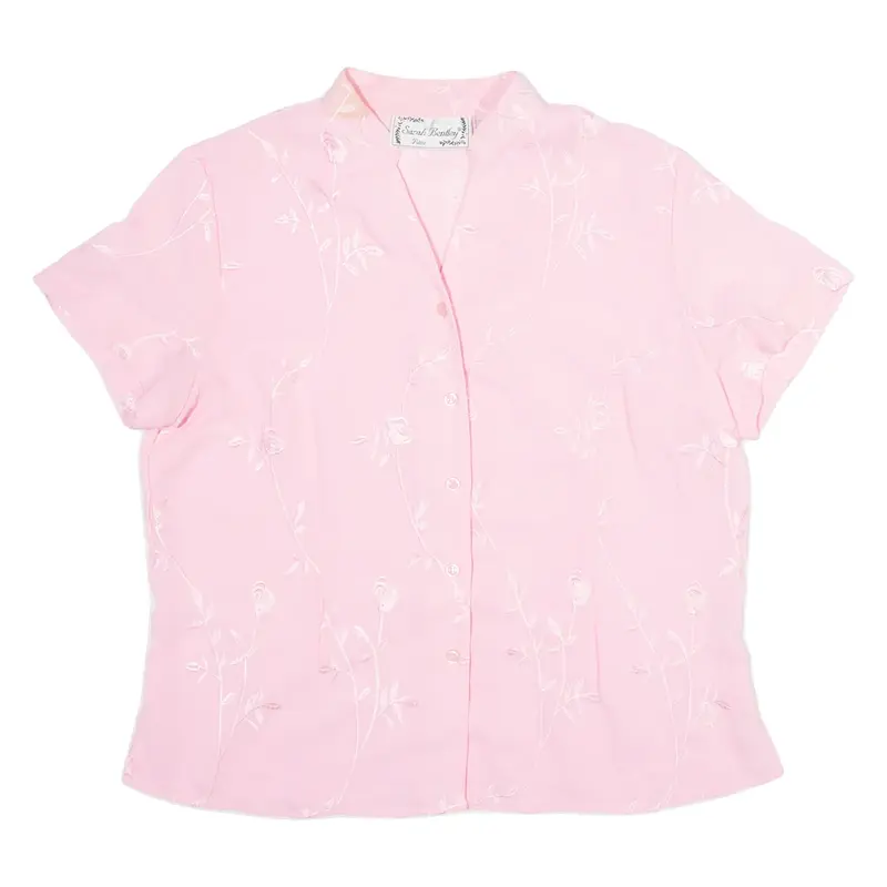 SARAH BENTLEY Petite Womens Blouse Pink V-Neck Floral M