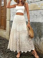 Women's Plain Hollow Out Skirt, Casual Bohemian Fashion A Line Knitting Long Skirt for Beach Holiday Vacation, Ladies Crochet...