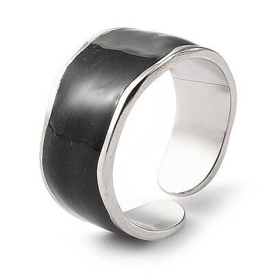 304 Stainless Steel Enamel Open Cuff Rings for Women