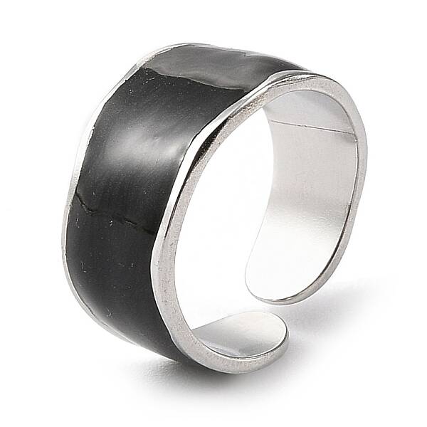 304 Stainless Steel Enamel Open Cuff Rings for Women
