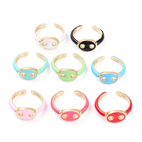Brass Enamel Cuff Rings