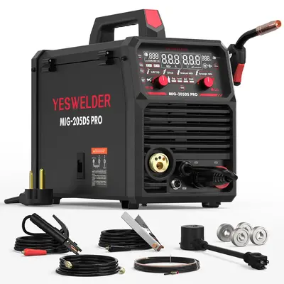 YESWELDER MIG-205DS-PRO Aluminum MIG Welder | 205Amp & 110/220V Dual Volts, Synergic MIG | Gas/Flux Core/Spool Gun/Lift TIG/S...