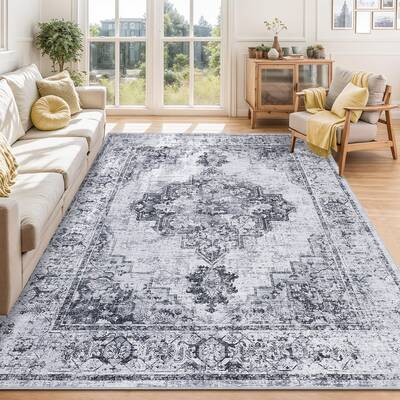 Garvee 8x10 Living Room Rugs, Soft Vintage Large Area Rugs for Bedroom Boho Farmhouse Low Pile Non-Slip Indoor Carpet Rugs fo...